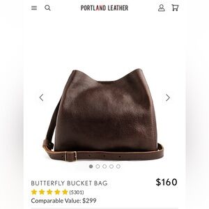 Portland Leather Brown Butterfly Bucket Crossbody Bag